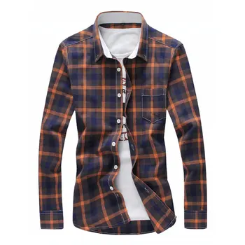 Drop Shipping Men Long Sleeve Pokrivač Shirts Men Checkered Shirt New Fashion Button Casual Shirts S-4XL LBZ08