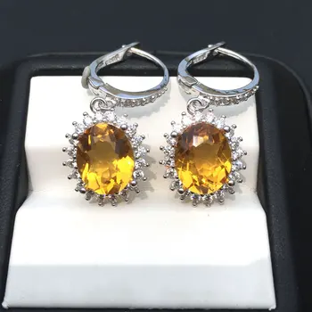 CSJ citrin kvarc dragulj moda dobre naušnice srebra 925 oval8 * 10 mm likovnih nakit za žene Lady vjenčani dar