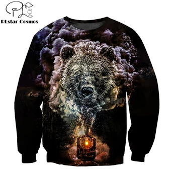PLstar Cosmos bear HUNTING 3D Printed Shirts 3D Print Hoodies/Sweatshirt/ZipperMan Women big black bear Bow Hunter battle-16