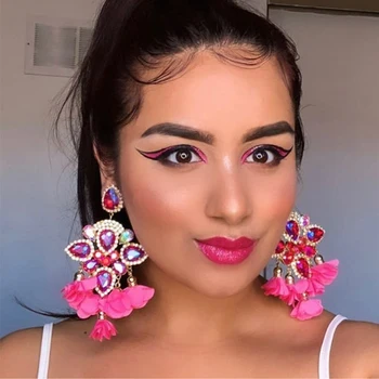 ZA Aretes De Mujer Modernos 2020 Fashion Earring Kap Earrings Flower For Women Tassel Earing Wedding Brincos Jewelry Girl Gifts