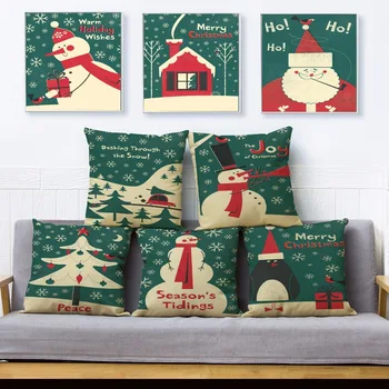 Božićno jastučnicu 45*45 cm Snjegović Djed Mraz ispis jastučnicu zelena baciti na kauč jastuk pokriva home dekor jastučnice