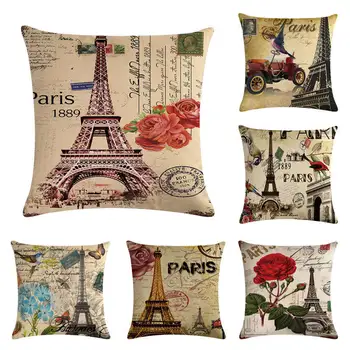 RUNYLOVE 45 * 45 cm Francuska Pariz-Eiffelov toranj jastuk eura poklopac ukrasni ukrasni jastuci home dekor poklon