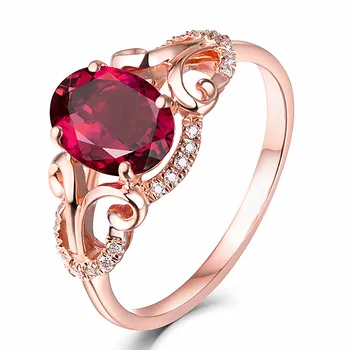 Luksuzni stari crveni kristal Rubin dragulji i dijamanti prsten za žene rose gold Ton nakita bijoux bague stranke poklon pribor novi