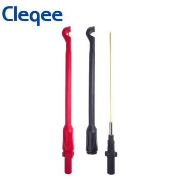 Cleqee 2PCS 32A Automotive Piercing Clip Punction Test Hook Power Probe with 4mm Jack for Multimeter Test Lead Kit P30036