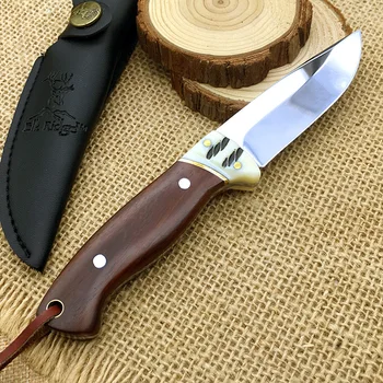 440 lovački nož od nehrđajućeg čelika s fiksnom oštricom riblje filete noževi kamp alat za opstanak džungla spasenja drvena ručka besplatna dostava