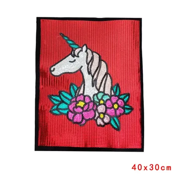 Праджна velike tkanina krpa Jednorog cvijet konj šljokice krpa crtani šivati na vezen zakrpe za odjeću majica ikonu aplicirano