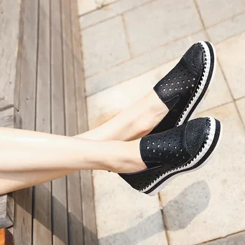 Novo Ljeto Debelo Dno Šuplje Jedan Cipele Crystal Moda Gorski Kristal Bijele Sandale Dame Stan Natikače Cipele Žena Apartmani Žene