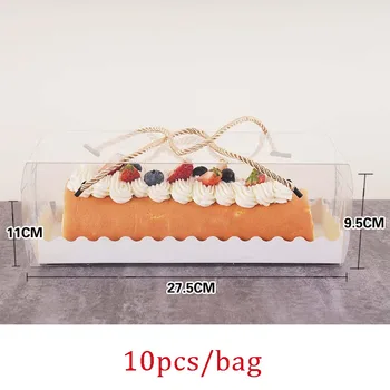 10шт prozirna kutija za tortu s ručkom cupcake švicarski prozirni plastični prijenosni PET ambalaža poklon kutija roll dug kolač pakiranje kutija