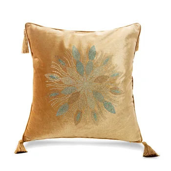 Luksuzni Dom dekorativni kauč na jastučnicu sjajna perle cvijet oblik jastuka dekor Glavni baršun jastučnicu s resicama T602