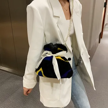 Boji umjetno krzno šivanje kruška ručka torbice i torbe za žene moda torba preko ramena Crossbody ženske Luksuzne dizajnerske torbe