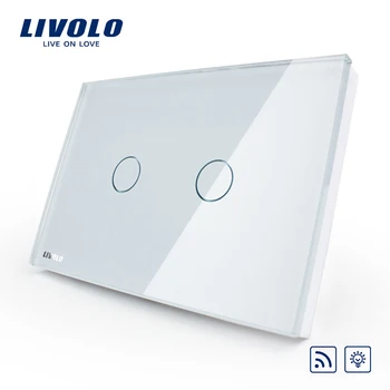 US / AU Smart Switch Livolo, ploča od Bijelog kristala boje slonove kosti, VL-C302DR-81,110~250V / 50~60Hz bežični prekidač za kratka svjetla za daljinski prekidač svjetla