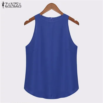 ZANZEA Plus Size Žene Halter Tops шифоновые košulje 2021 Summer Seksi Sleeveless Tank Top Casual Blusas Mujer Solid Beach Lady Vest