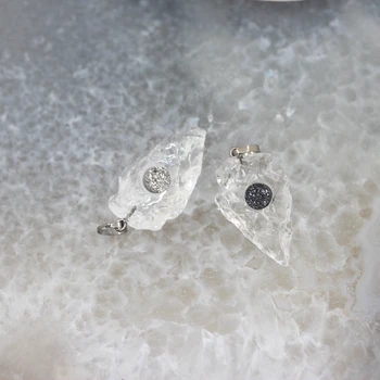 5 kom./lot,prirodni dragulji prozirni kvarc vrhove strelica pištolj crna zalog,funkcija bijeli kristal privjesak izvlačenja ogrlica i naušnice