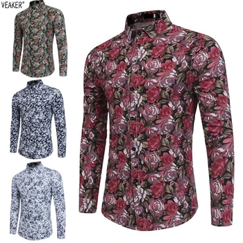 2020 nove muške Slim Fit košulje s cvjetnim ispis muške svakodnevne poslovne košulje s cvjetnim ispis osnovne vrhovima M-3XL