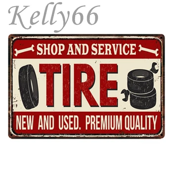 [ Kelly66 ] SHOPT AND SERVICE TIRE Vintage Metal Sign Wall Poster Home Decor Bar Art Wall Painting 20*30 CM Size y-1597