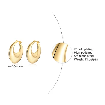 Vnox minimalistički moderan veliki obruč naušnice za žene Rođendan nakit zlatna boja nehrđajućeg čelika uho pribor