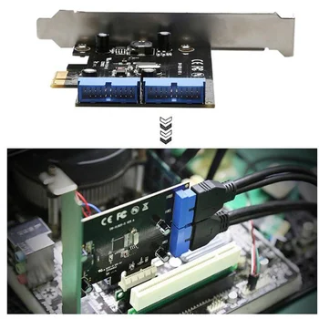 Super Speed pcie to 2 Port 19Pin USB 3.0 Riser Kartica PCI-e to je Dual Internal 20Pin PCI Express Card Converter Adapter for Computer