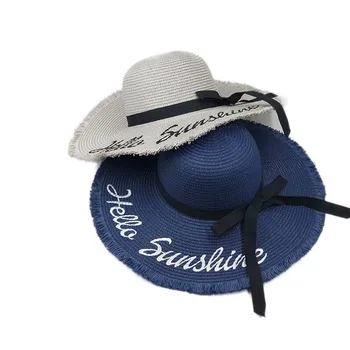 Novo ljeto Hello Sunshine Sequin letter широкополые sunčane kape za žene odmor na plaži moda djevojke slamnati šešir