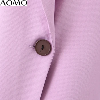 AOMO fashion women spring light purple blazer female long sleeve elegant jacket ladies high street blazer suits SL218A