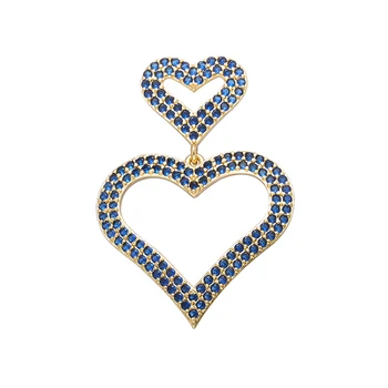 ZHUKOU 1 kom 2020 28x40 mm višebojna srce naušnice CZ Crystal naušnice dugmad za izradu nakita i pribora model:VE180