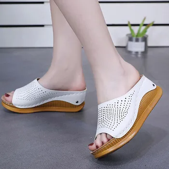 Cipele Žena Sandale Visokih Potpetica Žene Sandale Stan Casual Cipele Ljetne Sandale Žena 2020 Ljetna Obuća Pravi Platforma Papuče