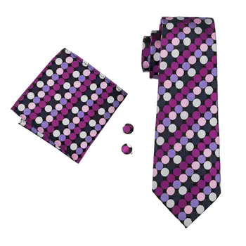 LS-1523 Barry.Wang klasični muški kravata svila ljubičasta grašak kravata maramicu ergele set za muške svadbene zurke posao