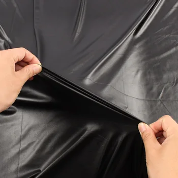 Visoka protežu elastična Crna umjetna koža PU platno materijal za odjeću kratke hlače plesti elastan podloga