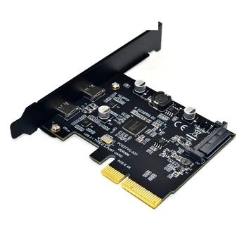 PCI 10Gbps PCI Express X4 X8 X16 PCI-E to je Dual USB 3.1 Type-C Adapter Expansion Card usb 3.1 pci-e express eksterna grafička kartica
