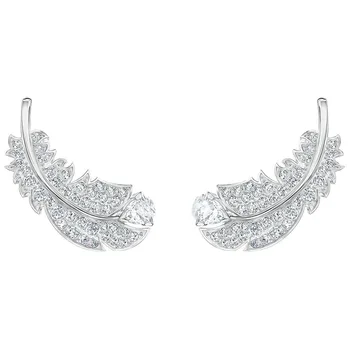 SWA Fashion New Shiny Feather Pattern Crystal naušnice piercing jednostavna elegantna Dama luksuzni nakit romantičan poklon jedinstvena retro