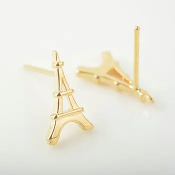 10шт toranj 12.5*7 mm 24K zlata u boji mesinga Eiffelov toranj naušnice roze igle visoke kvalitete Diy nakit zaključke pribor