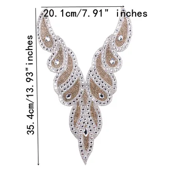 1pc V vrat ovratnik dizajn Hot Fix prijenos rhinestones perle Crystal oblog za žene Weding haljina šivaći pribor T2395
