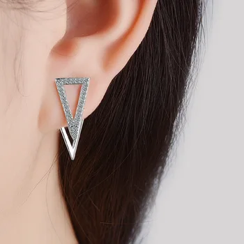 Veleprodaja srebra 925 moda trokut Crystal žene dar anti-alergijski nakit dame naušnice Valentinovo poklon