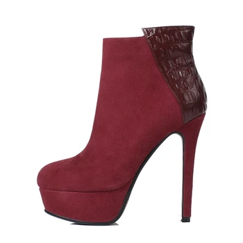 Arden Furtado 2018 jesen zima munja seksi klinac večernje cipele dame tamnocrvena cijele čarapa čizme na platformi veličine 33 40 novi