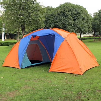 3-4 osobe kampiranje šator za dvije spavaće sobe, dvostruki sloj 210D Oxford vodootporan veliki obiteljski turistički šator za stranke planinarenje 220*430*175 cm