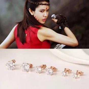 YUNRUO izgubiti novac Promocija Veleprodaja hot prodaja titan čelik rose gold boja blještavo Crystal naušnice žena modni nakit