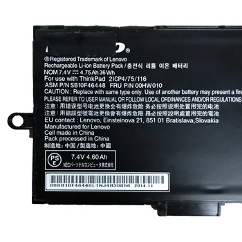 7.4 v 36wh 4.75 mah 00HW010 original baterija za prijenosno računalo Lenovo ThinkPad Helix 2 00HW004 00HW005 00HW010 00HW011 SB10F46442 448 443