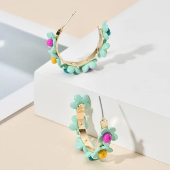 2021 New Fashion Jewelry Summer Earrop Slatka Cherry Blossoms cvjetni naušnice za žene breskve Duga folijom naušnice Bijoux