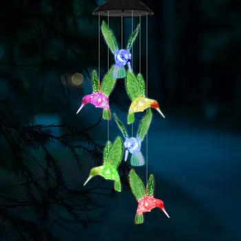 Led solarni Ptice zvono viseće svjetiljke vodootporni vanjski visi jasno šarene svjetlo vjetar zvona lampe prirodni dekor