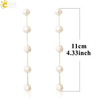 CSJA prirodni biser baroka naušnice nepravilnog bijela perla zlatne boje duge naušnice žene izjava nakit za vjenčanje G555