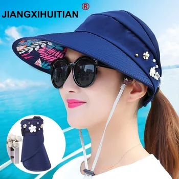 Novi jednostavni ženske ljetnih aktivnosti na plaži sunčane kape biser упаковываемый štitnik za sunce šešir sa velikim glavama širokim poljima UV zaštita ženska kapa
