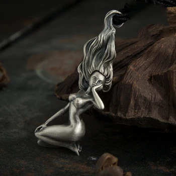 999 srebra Seksi gola djevojka s dugom kosom privjesak Šarm nakit (bez lanca) tajlandski silver hip-hop djevojka privjesak besplatno brod