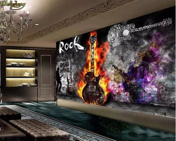 Beibehang Custom wallpaper zidne guitar rock KTV music bar tooling wall papers home decor papel de parede 3d desktop