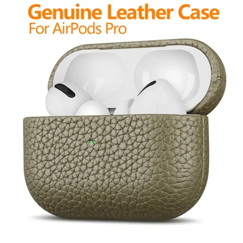 Pravi torbica za kožu AirPods Pro luksuz prave kože liči Pattern zaštitni poklopac za AirPods 3 Bluetooth slušalice dodatna oprema