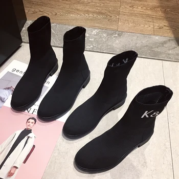 Jednostavna moda protežu čarape Ženske čizme na visoku petu cipele kukičane čarape, čizme mršava žena istakao jesen i zima gola čizme