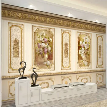 Custom foto tapete, 3D stereo pastoralne zlatne cvijeće freske dnevni boravak tv kauč home dekor pozadine zidno slikarstvo freske