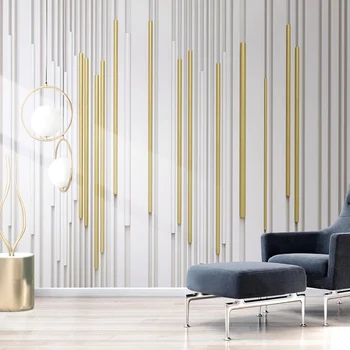 Običaj 3D zidno slikarstvo moderna gold line geometrija desktop dnevni boravak tv kauč apstraktna umjetnost zidno slikarstvo Papel De Parede Sala