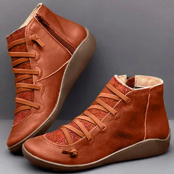 SAGACE леопардовые čizme za žene obuća vintage cipele čipka-up s okruglim vrhom-ženske ženske zimske čizme Ženske čizme nove