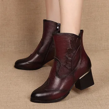 GKTINOO stare svakodnevne čizme Ženske cipele od prave kože klasicni visoke pete Ženske cipele Botas Mujer čizme Ženske booties