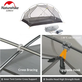 Naturehike Mongar 2 Camping Tent 2 Person 1.8 kg 20D Nylon Fabric Double Layer Tent Camping 3000mm Waterproof Travel Equipment