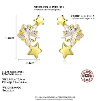PAG & MAG elegantan kubni cirkonij Zvijezda naušnice za žene čvrste srebra 925 pentagram naušnice nakit Arete SE0261